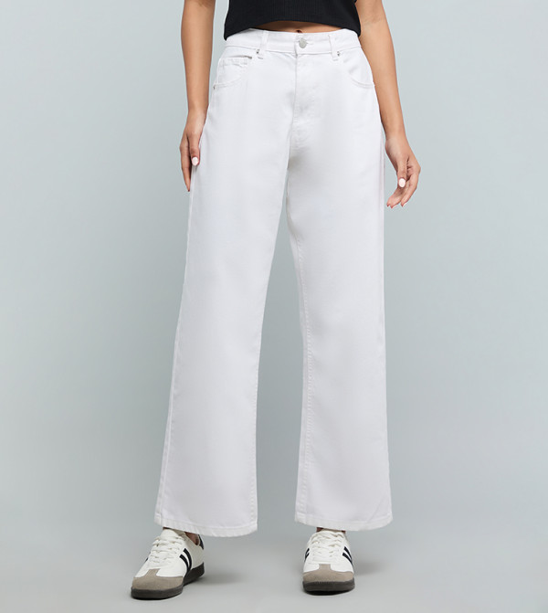 R&B Wide Leg Jeans - Ivory Wide Leg Jeans