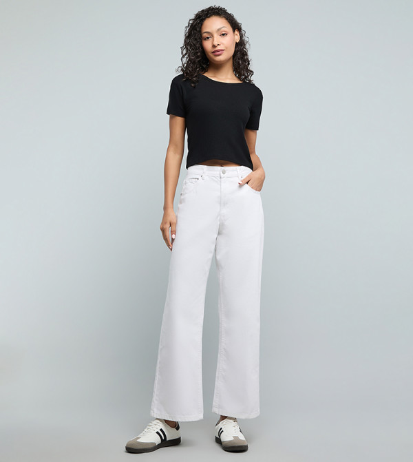 R&B Wide Leg Jeans - Ivory Wide Leg Jeans