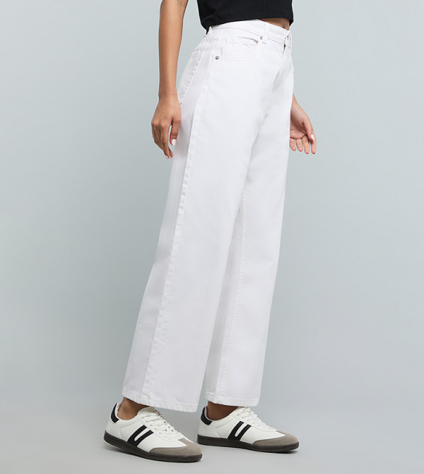 R&B Wide Leg Jeans - Ivory Wide Leg Jeans