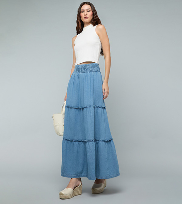R&B  Maxi Skirts - Blue Maxi Skirts