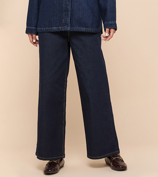 R&B  Clothing - Navy Wide Leg Jeans
