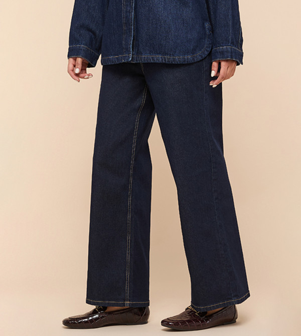 R&B  Clothing - Navy Wide Leg Jeans