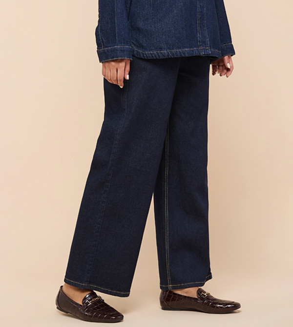 R&B  Clothing - Navy Wide Leg Jeans