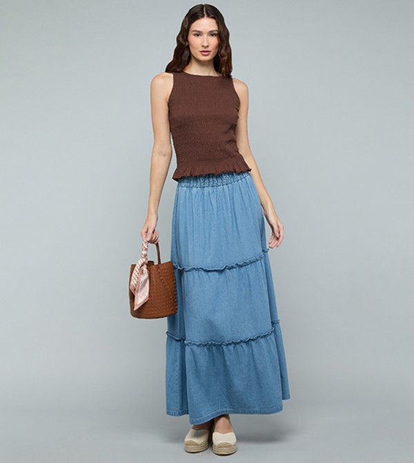 R&B  Sleeveless Tops - Brown Sleeveless Tops