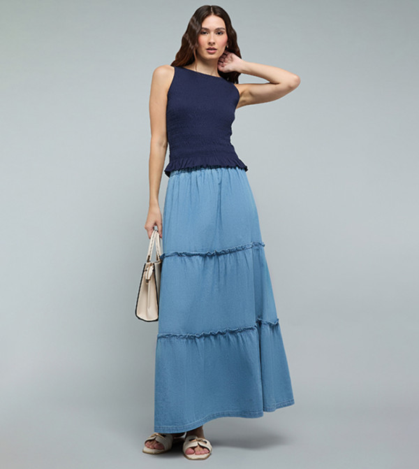 R&B  Sleeveless Tops - Navy Sleeveless Tops