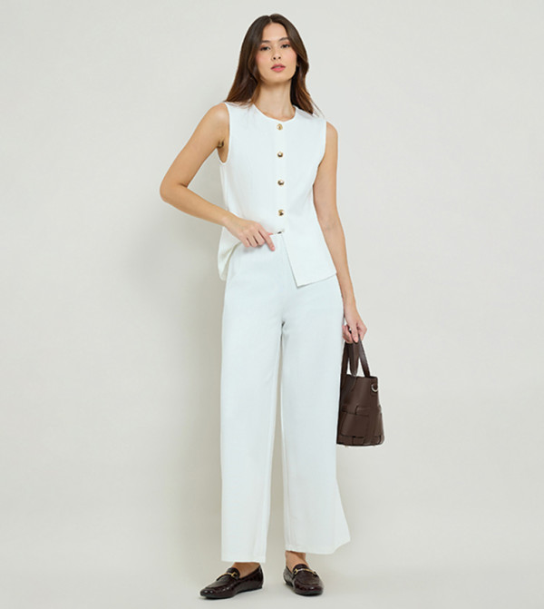 R&B Clothing - White Casual Pants