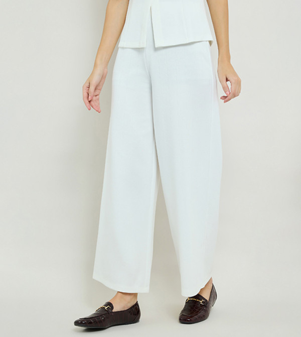 R&B Clothing - White Casual Pants