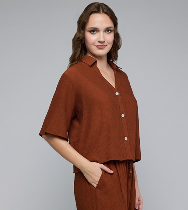 R&B Cropped Tops - Brown Cropped Tops