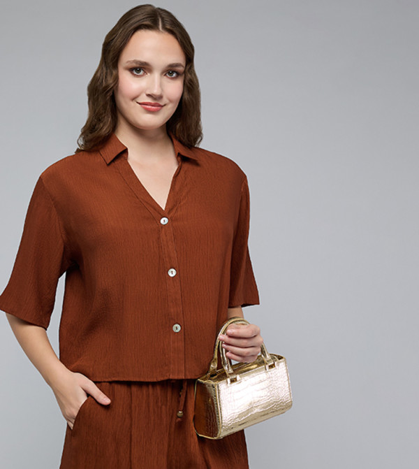 R&B Cropped Tops - Brown Cropped Tops