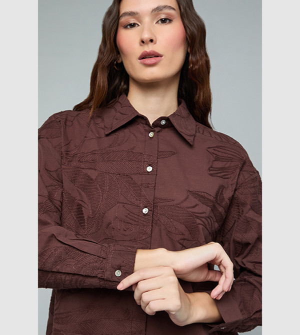R&B the-high-neck-shift - Brown Shirts