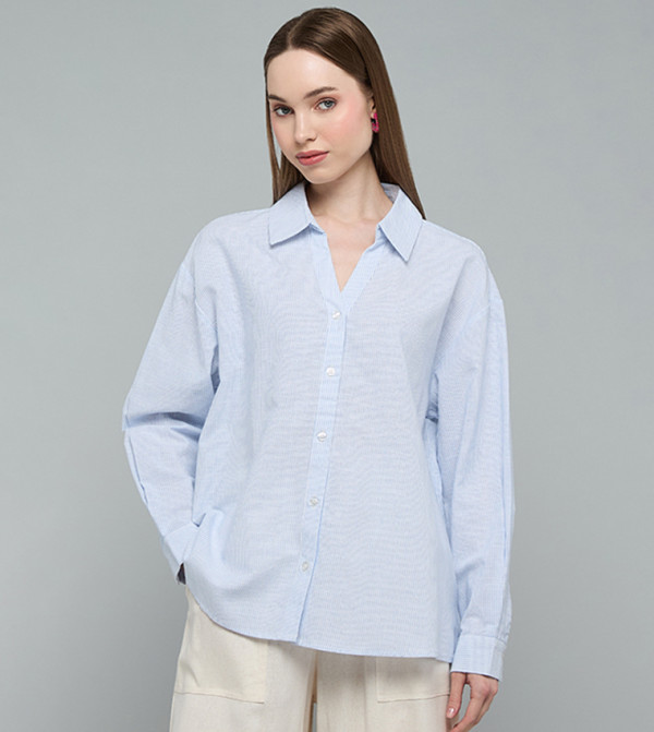 R&B the-high-neck-shift - Blue Shirts