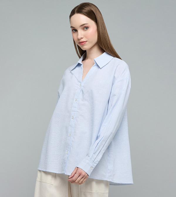 R&B the-high-neck-shift - Blue Shirts