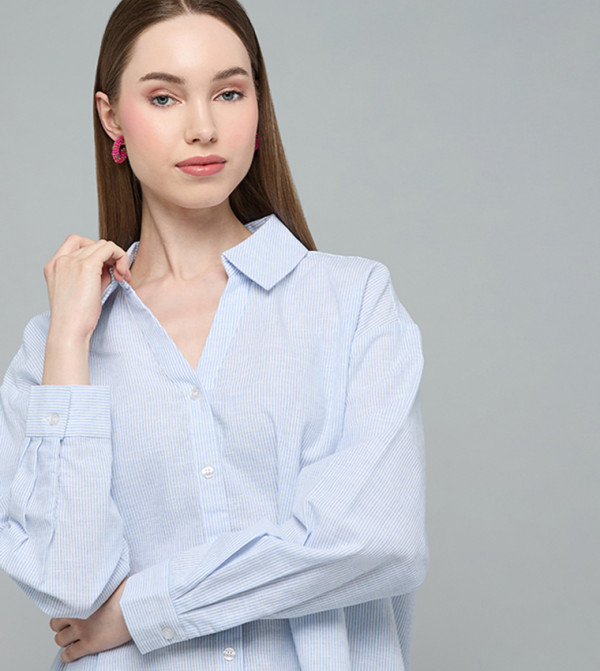 R&B the-high-neck-shift - Blue Shirts