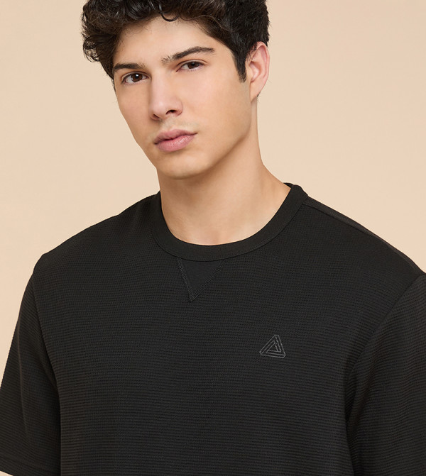 R&B  workwear-reworked - BLACK Round Neck T-Shirts