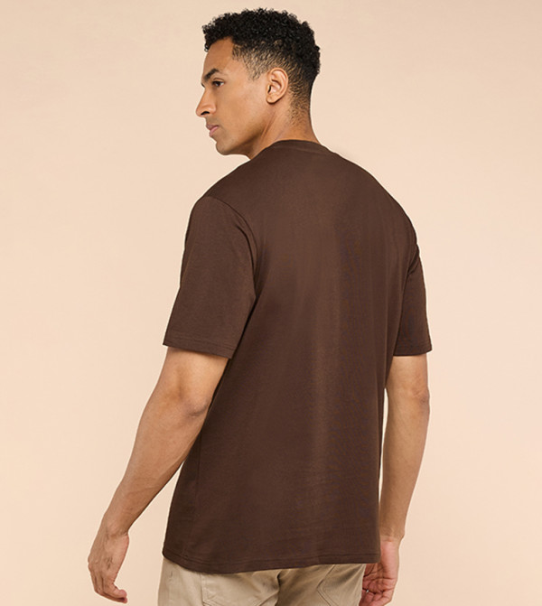 R&B  Clothing - Brown Round Neck T-Shirts