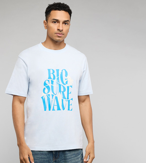 R&B R&B - Blue Round Neck T-Shirts