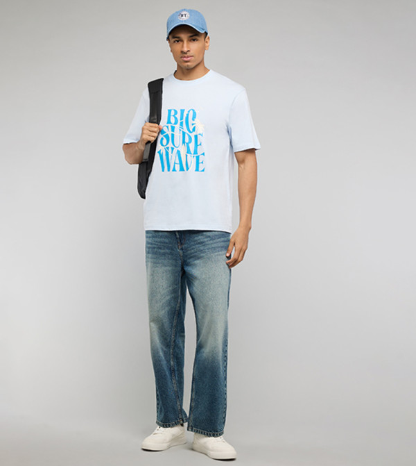 R&B R&B - Blue Round Neck T-Shirts