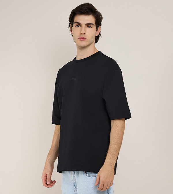 أر آند بي  workwear-reworked - أسود Round Neck T-Shirts