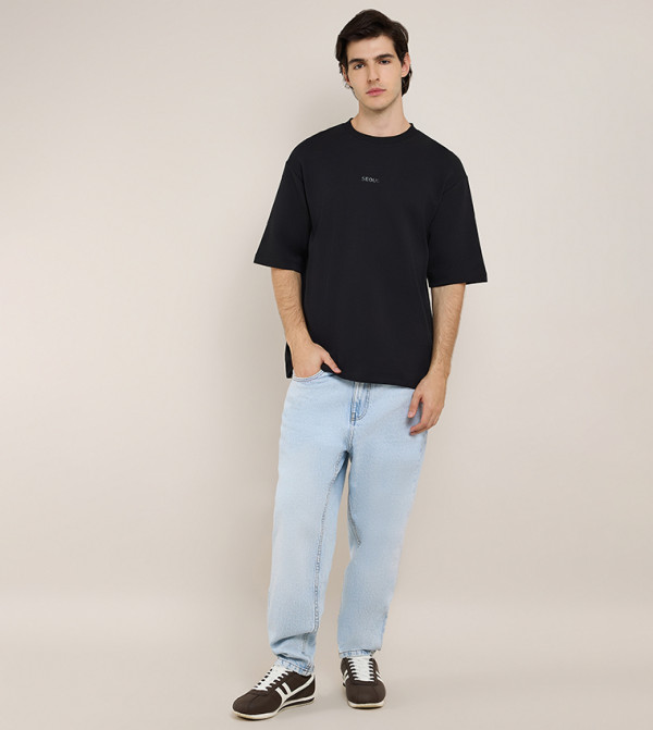 أر آند بي  workwear-reworked - أسود Round Neck T-Shirts