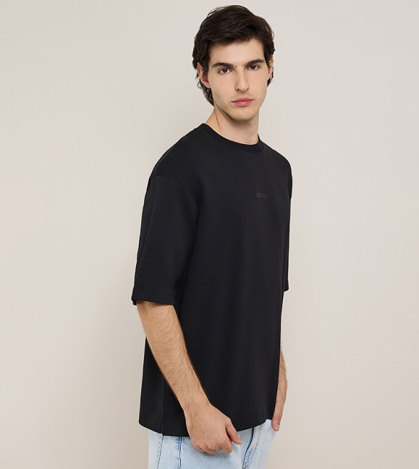 أر آند بي  workwear-reworked - أسود Round Neck T-Shirts