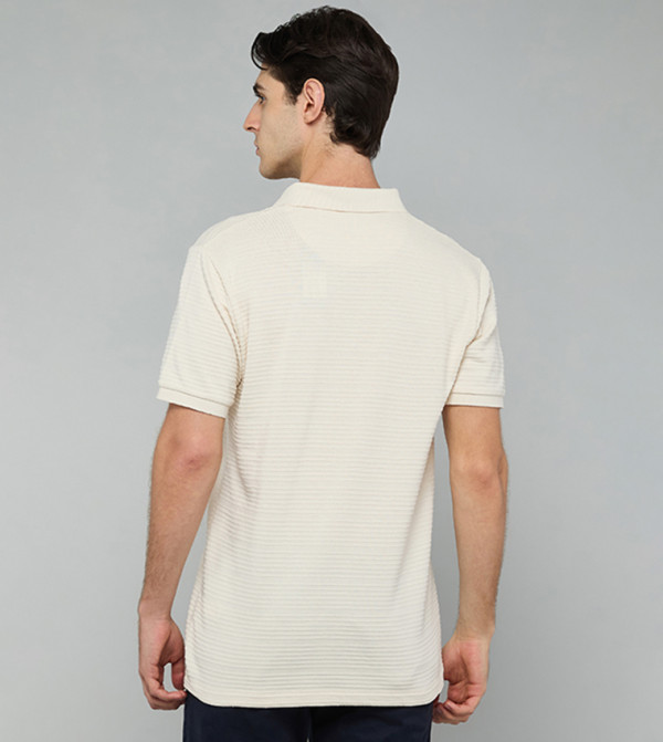 أر آند بي  textured-neutral-linen - بيج قمصان بولو