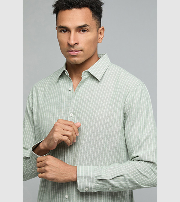 أر آند بي  قميص كاجوال - أخضر Long Sleeves
