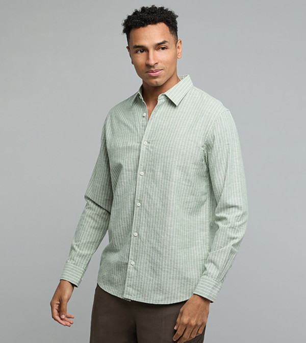 أر آند بي  قميص كاجوال - أخضر Long Sleeves