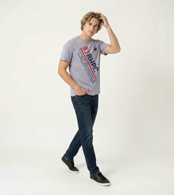 Beverly Hills Polo Club  Clothing - Grey Round Neck T-Shirts