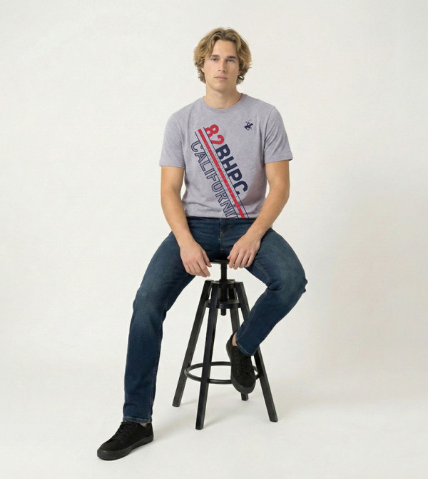 Beverly Hills Polo Club  Clothing - Grey Round Neck T-Shirts