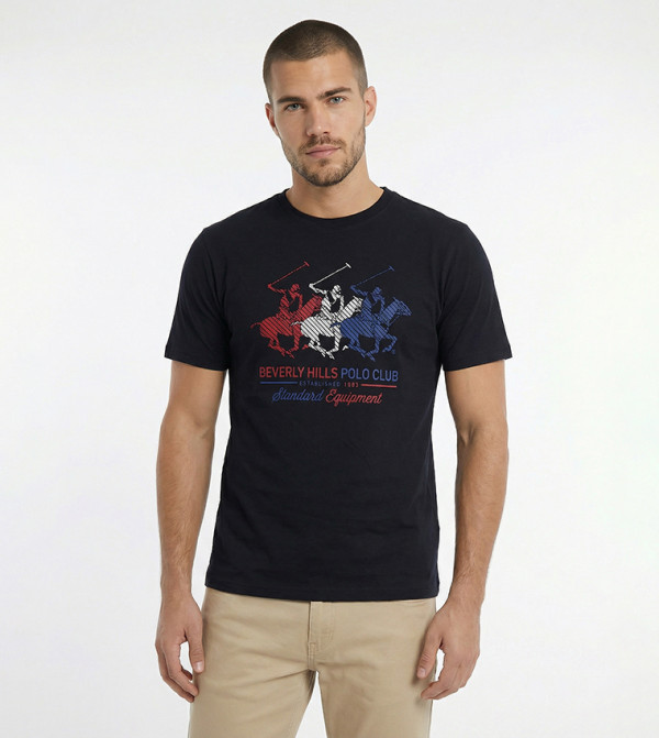 بيفرلي هيلز بولو كلوب  تيشيرتات بياقة دائرية  - كحلي مزرق  Round Neck T-Shirts