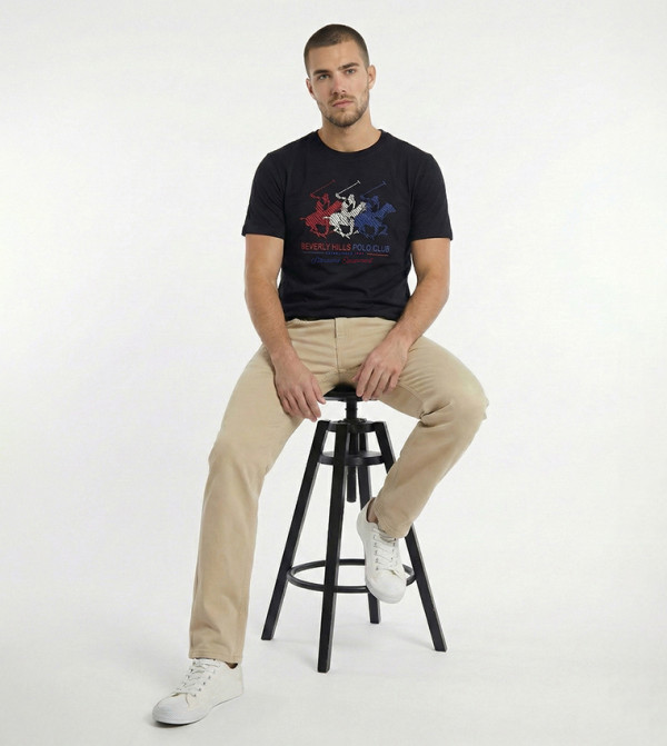 بيفرلي هيلز بولو كلوب  تيشيرتات بياقة دائرية  - كحلي مزرق  Round Neck T-Shirts