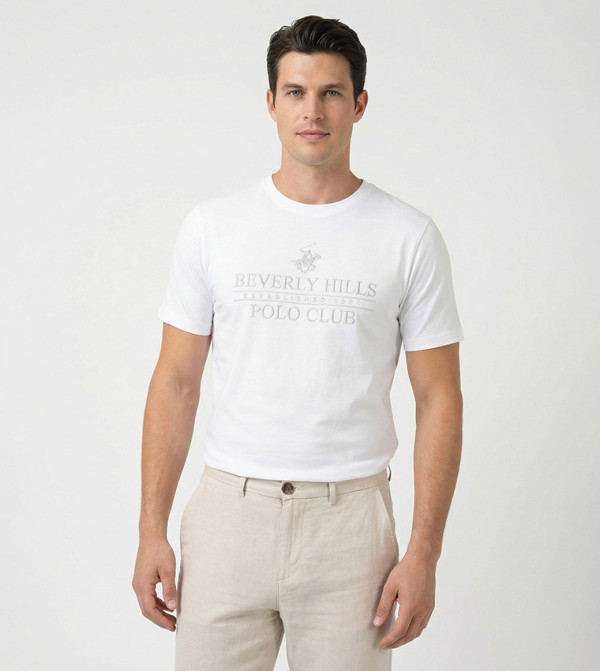 بيفرلي هيلز بولو كلوب  تيشيرتات بياقة دائرية  - أبيض  Round Neck T-Shirts