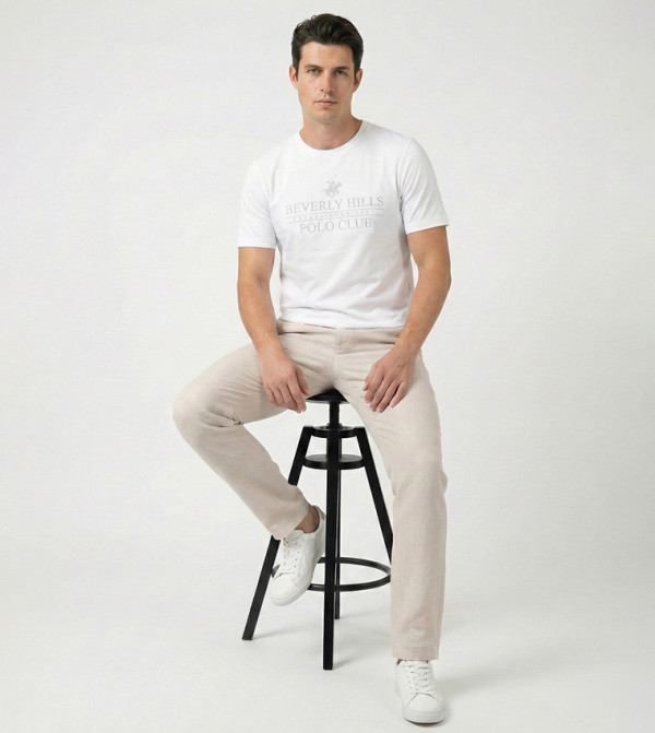 بيفرلي هيلز بولو كلوب  تيشيرتات بياقة دائرية  - أبيض  Round Neck T-Shirts