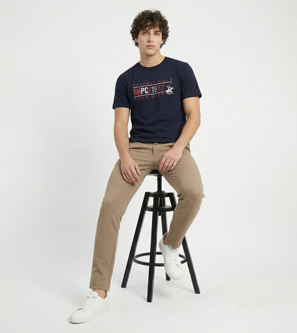 بيفرلي هيلز بولو كلوب ملابس - كحلي مزرق Round Neck T-Shirts
