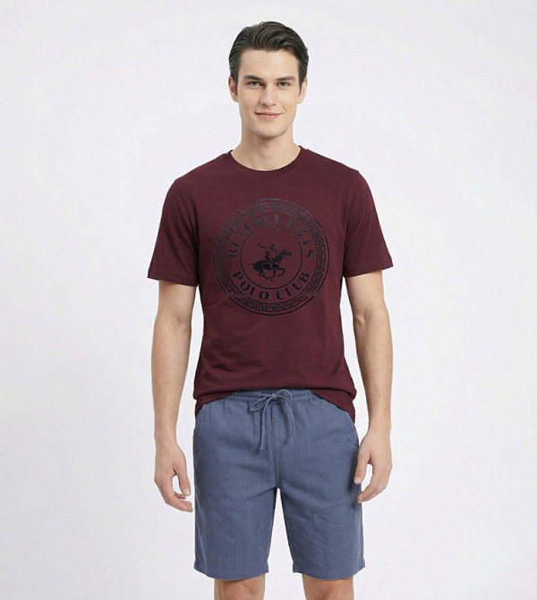 بيفرلي هيلز بولو كلوب  ملابس - بني محمر  Round Neck T-Shirts