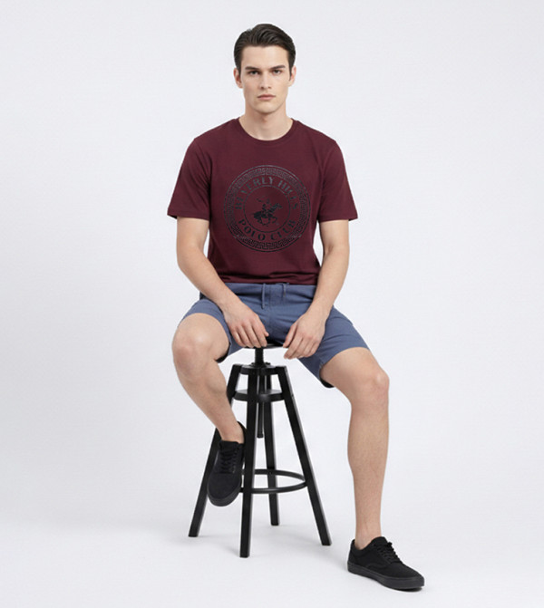بيفرلي هيلز بولو كلوب  ملابس - بني محمر  Round Neck T-Shirts