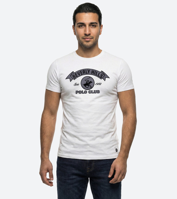 بيفرلي هيلز بولو كلوب  ملابس - أبيض Round Neck T-Shirts