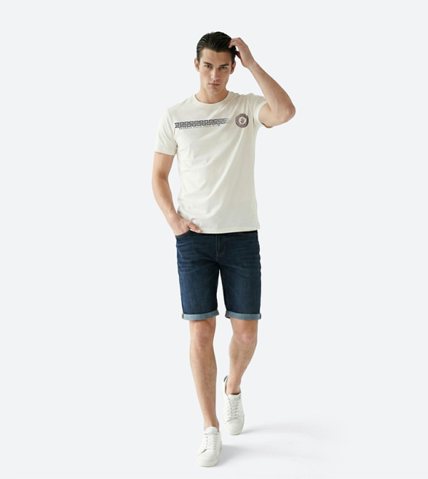 Beverly Hills Polo Club  Clothing - Ivory Round Neck T-Shirts