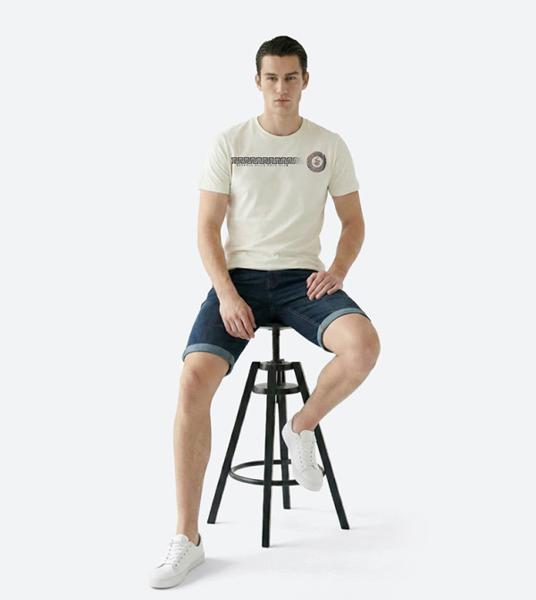 Beverly Hills Polo Club  Clothing - Ivory Round Neck T-Shirts