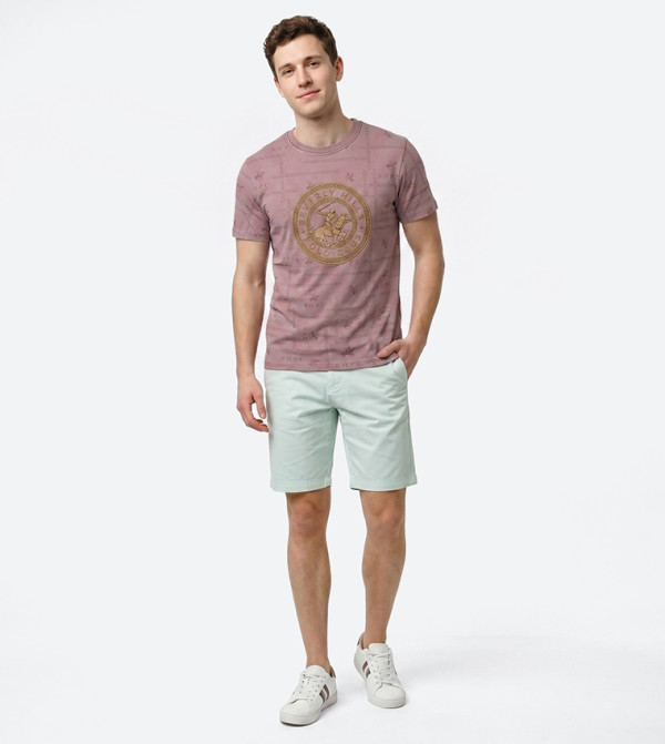 Beverly Hills Polo Club  Casual T-Shirts - Pink Round Neck T-Shirts