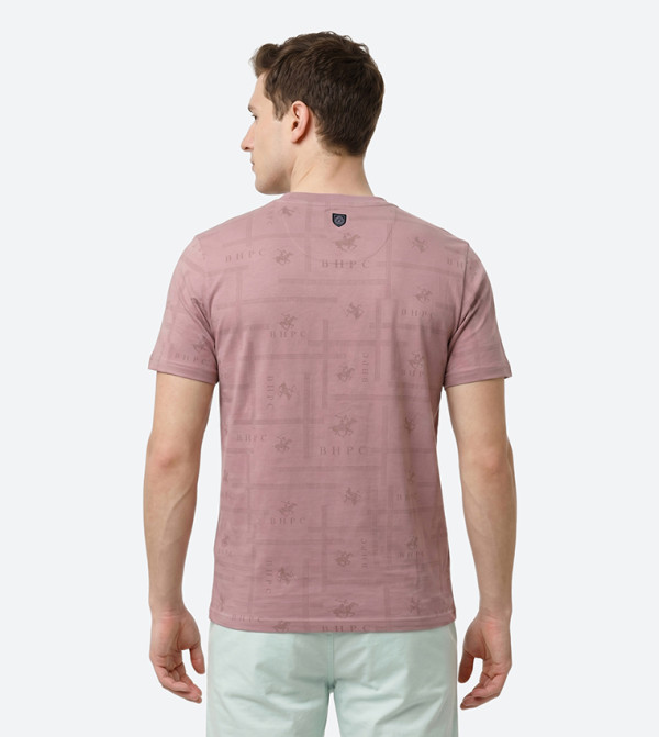 Beverly Hills Polo Club  Casual T-Shirts - Pink Round Neck T-Shirts