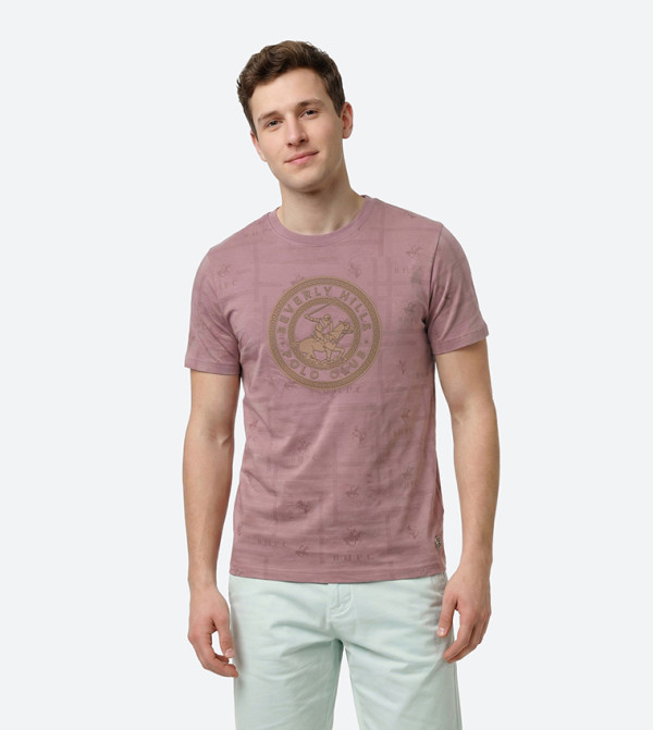 Beverly Hills Polo Club  Casual T-Shirts - Pink Round Neck T-Shirts