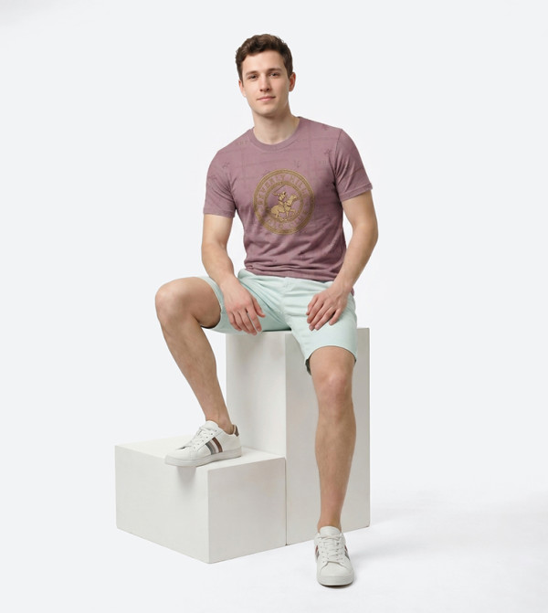 Beverly Hills Polo Club  Casual T-Shirts - Pink Round Neck T-Shirts
