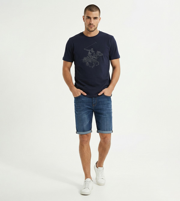 Beverly Hills Polo Club  Clothing - NAVY BLUE Round Neck T-Shirts