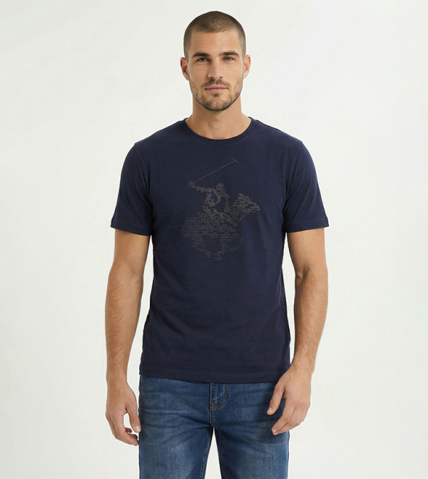 Beverly Hills Polo Club  Clothing - NAVY BLUE Round Neck T-Shirts