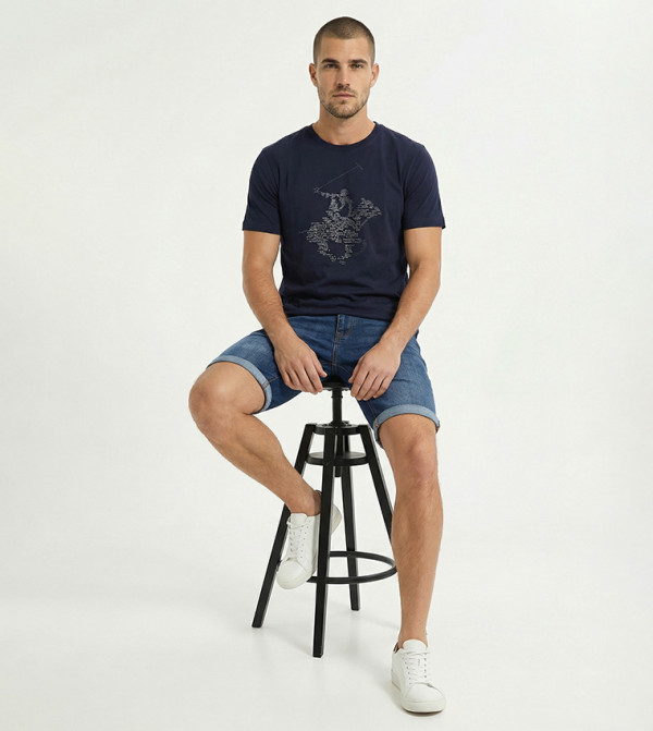Beverly Hills Polo Club  Clothing - NAVY BLUE Round Neck T-Shirts