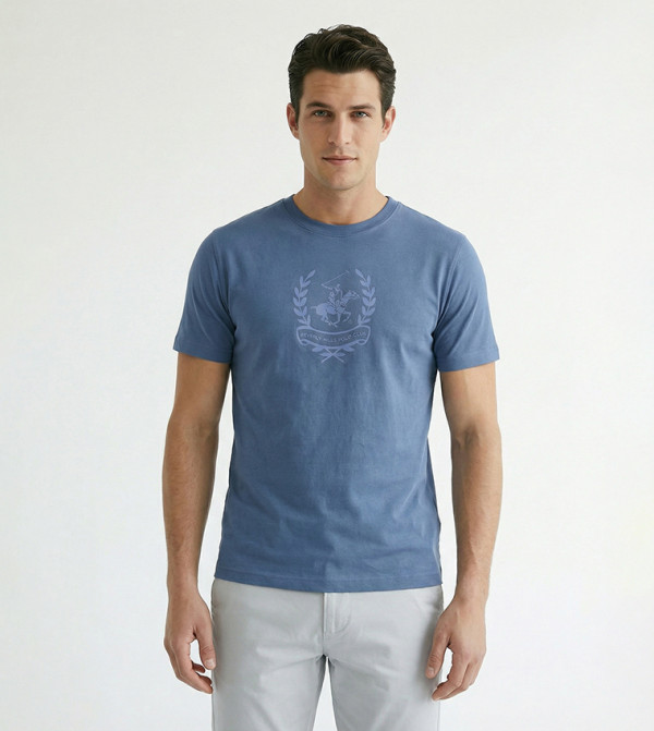 بيفرلي هيلز بولو كلوب  ملابس - أزرق Round Neck T-Shirts