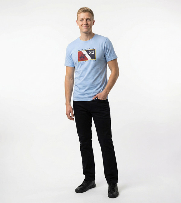 بيفرلي هيلز بولو كلوب  تيشيرتات بياقة دائرية  - أزرق Round Neck T-Shirts