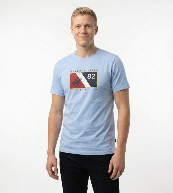 بيفرلي هيلز بولو كلوب  تيشيرتات بياقة دائرية  - أزرق Round Neck T-Shirts