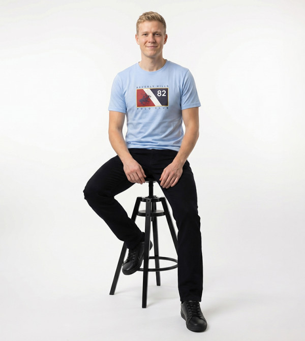 بيفرلي هيلز بولو كلوب  تيشيرتات بياقة دائرية  - أزرق Round Neck T-Shirts